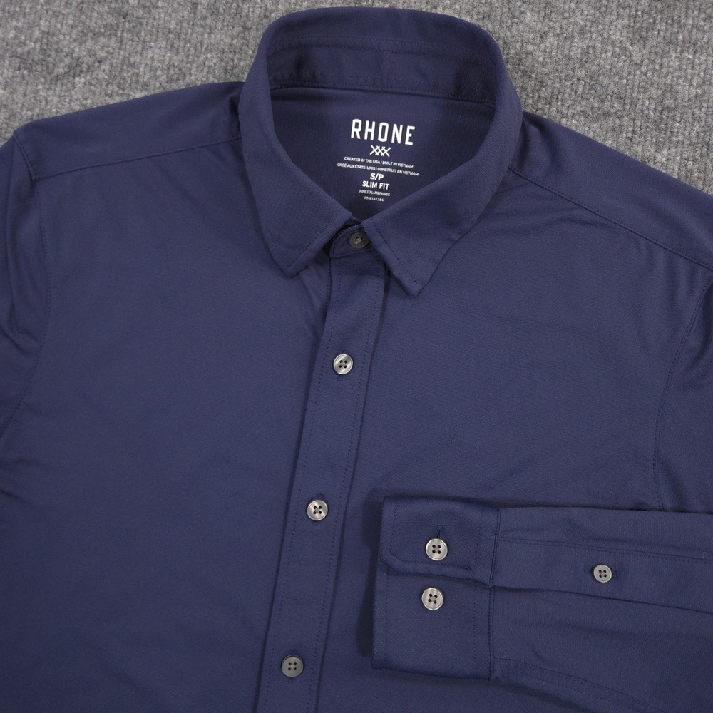 RHONE Commuter Shirt Mens S Navy Performance Slim Fit Long Sleeve Preppy Casual